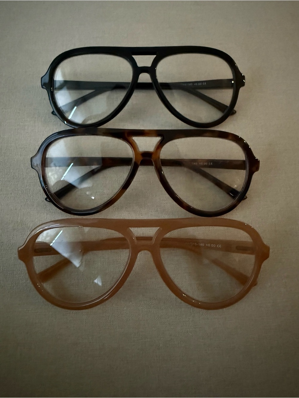 3 Pack Retro Oversized Aviator-Style Glasses - Black, Tortoise, and Brown Frames